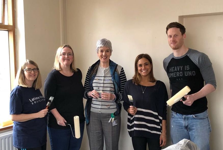 L to R: The decorating team - Natalie Palmer, Elizabeth Armstrong, Gillian Peel (Age UK Darlington), Nikita Noel and Daniel Williams