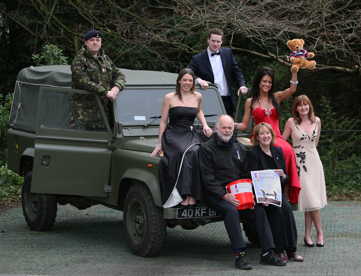 Image of Staff Sgt Mike Jemmett with Helen Booth, Daniel Williams, Jane Bradshaw, Victoria Moremon and Andrea Tobin of Latimer Hinks Solicitors