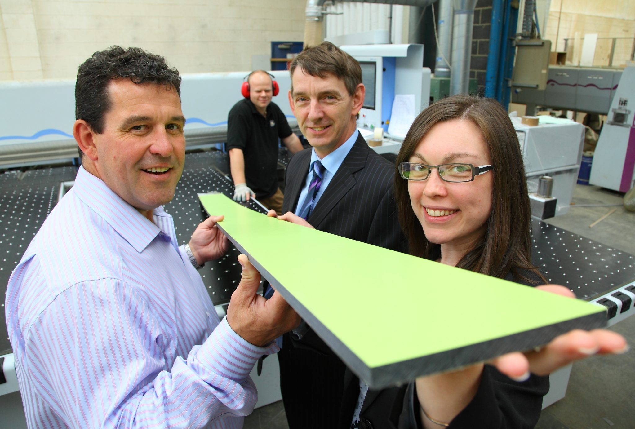 L-R: Gerald Shervington, Peter Harvey and Nicola Neilson. Paul Grazier, production supervisor is in the background